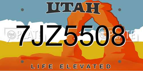 7JZ5508 Utah License Plate