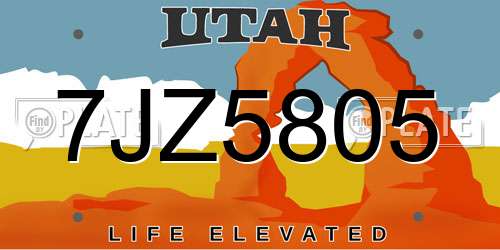 7JZ5805 Utah License Plate