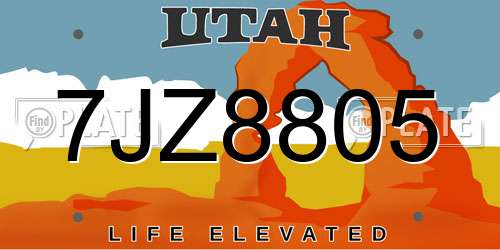 7JZ8805 Utah License Plate