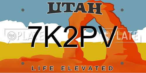 7K2PV Utah License Plate