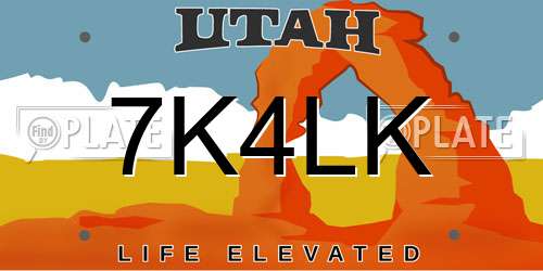 7K4LK Utah License Plate