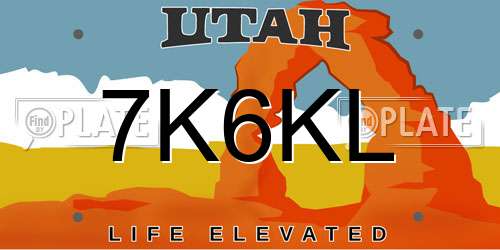 7K6KL Utah License Plate