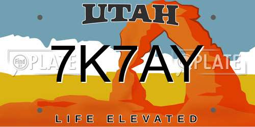 7K7AY Utah License Plate