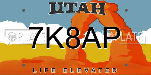 7K8AP Utah License Plate