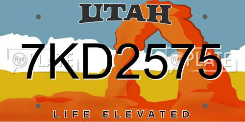 7KD2575 Utah License Plate