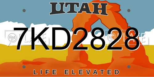 7KD2828 Utah License Plate