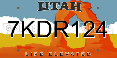 7KDR124 Utah License Plate