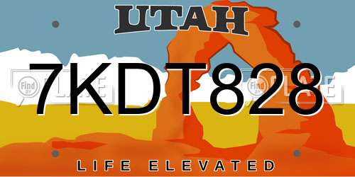 7KDT828 Utah License Plate