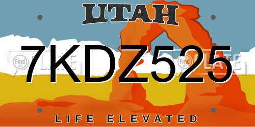 7KDZ525 Utah License Plate