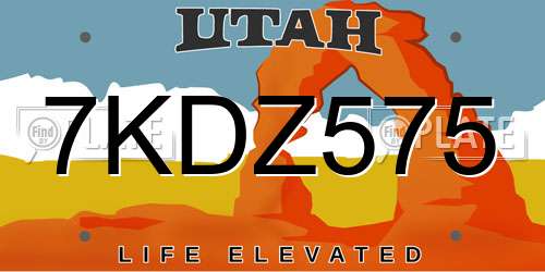 7KDZ575 Utah License Plate