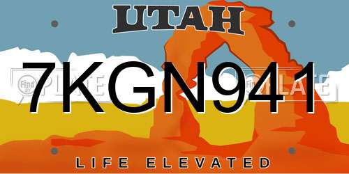 7KGN941 Utah License Plate