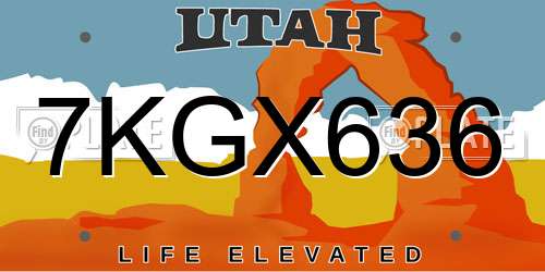 7KGX636 Utah License Plate