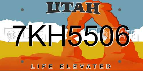 7KH5506 Utah License Plate