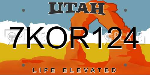 7KOR124 Utah License Plate
