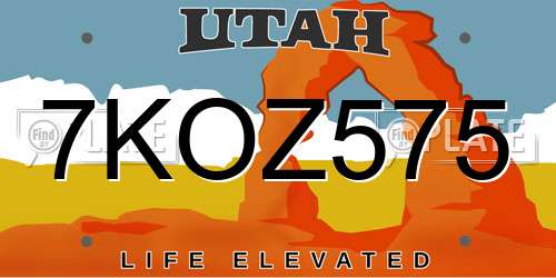 7KOZ575 Utah License Plate