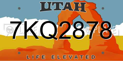 7KQ2878 Utah License Plate