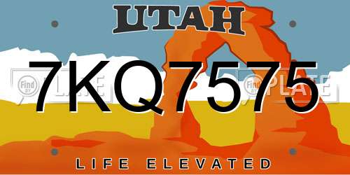 7KQ7575 Utah License Plate