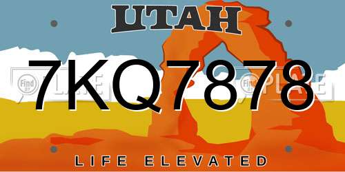 7KQ7878 Utah License Plate