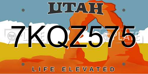 7KQZ575 Utah License Plate