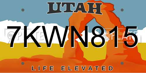7KWN815 Utah License Plate