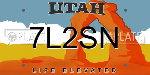 7L2SN Utah License Plate