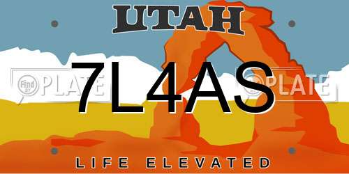 7L4AS Utah License Plate