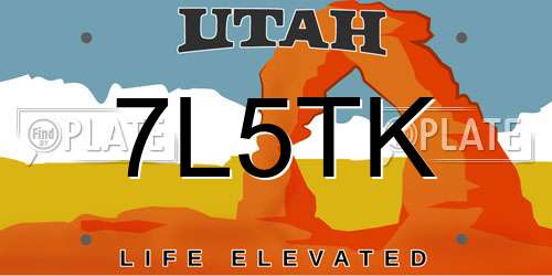 7L5TK Utah License Plate