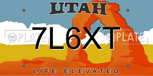 7L6XT Utah License Plate