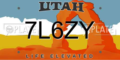7L6ZY Utah License Plate
