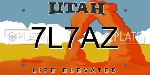 7L7AZ Utah License Plate
