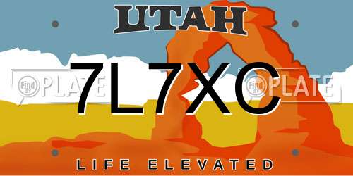 7L7XC Utah License Plate