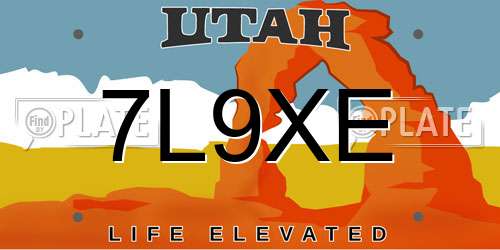 7L9XE Utah License Plate