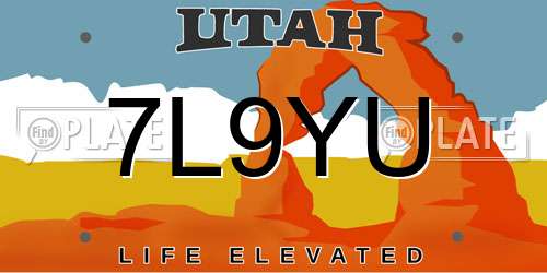 7L9YU Utah License Plate