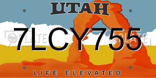 7LCY755 Utah License Plate