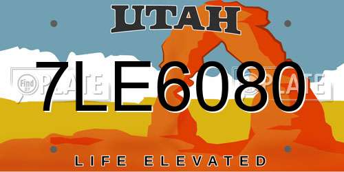 7LE6080 Utah License Plate