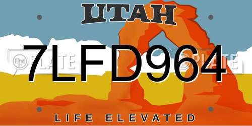 7LFD964 Utah License Plate