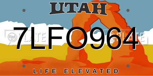 7LFO964 Utah License Plate