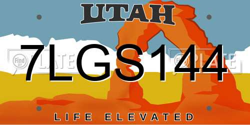 7LGS144 Utah License Plate