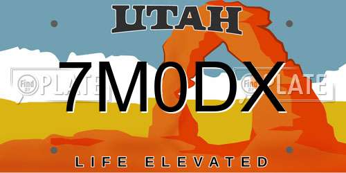 7M0DX Utah License Plate