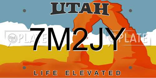 7M2JY Utah License Plate
