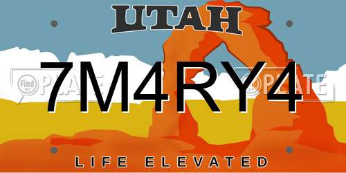 7M4RY4 Utah License Plate