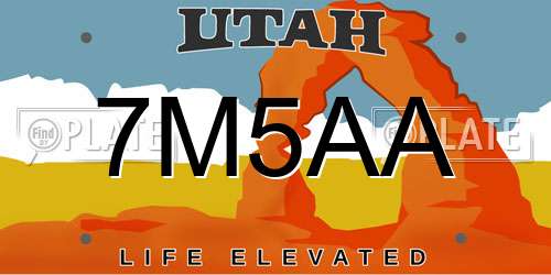 7M5AA Utah License Plate