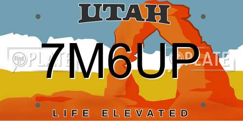 7M6UP Utah License Plate