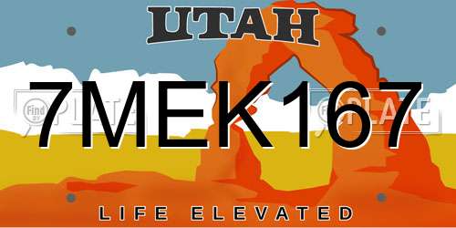 7MEK167 Utah License Plate