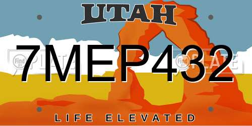 7MEP432 Utah License Plate
