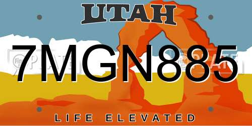 7MGN885 Utah License Plate