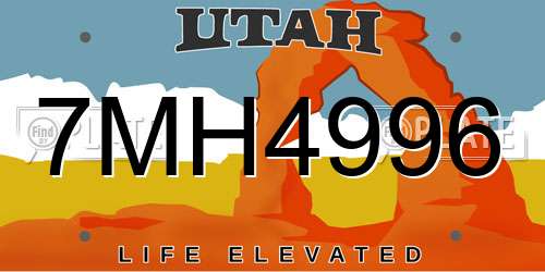 7MH4996 Utah License Plate