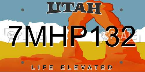7MHP132 Utah License Plate