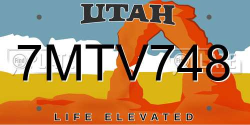 7MTV748 Utah License Plate