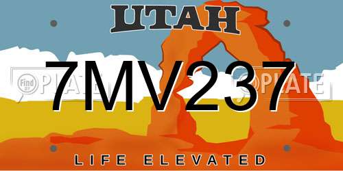 7MV237 Utah License Plate